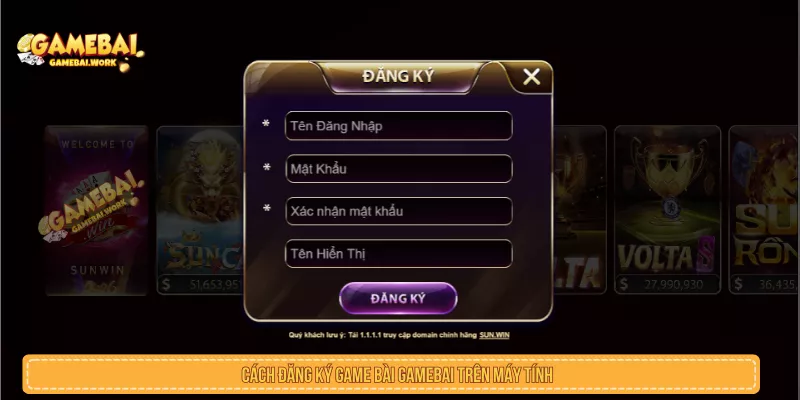 Cách đăng ký game bài GAMEBAI trên máy tính
